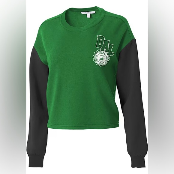 Wear By Erin Andrews Tops - WEAR BY ERIN ANDREWS DALLAS STARS WOMENS GREEN COLORBLOCK CREW SWEATSHIRT